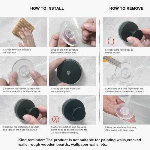 HUFEEOH Suction Cup Hooks - Removable Wall Hanger for Bathroom & Kitchen | 2 Pack O Shape - Gold