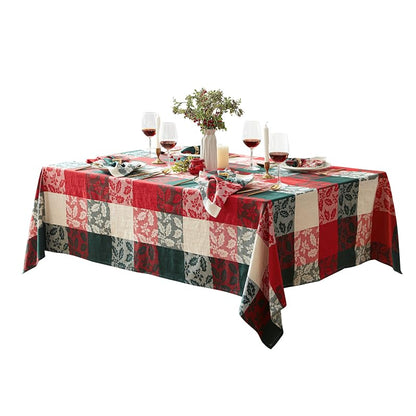 Newbridge Holiday Holly Check 60x102 Inch Rectangle Tablecloth - Cotton-Rich Christmas Nativity