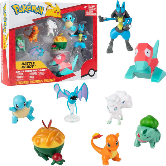 Pokemon Battle Ready Toy Figure Set - 8 Pieces Including Charmander, Bulbasaur & More - Perfect Gift for Kids 4+