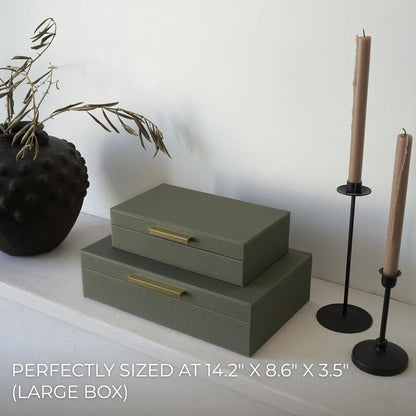 ZICOTO Decorative Storage Boxes - Set of 2 Stylish PU Leather Organizers for Bookshelf Decor | Safely Store Photos & Keepsakes