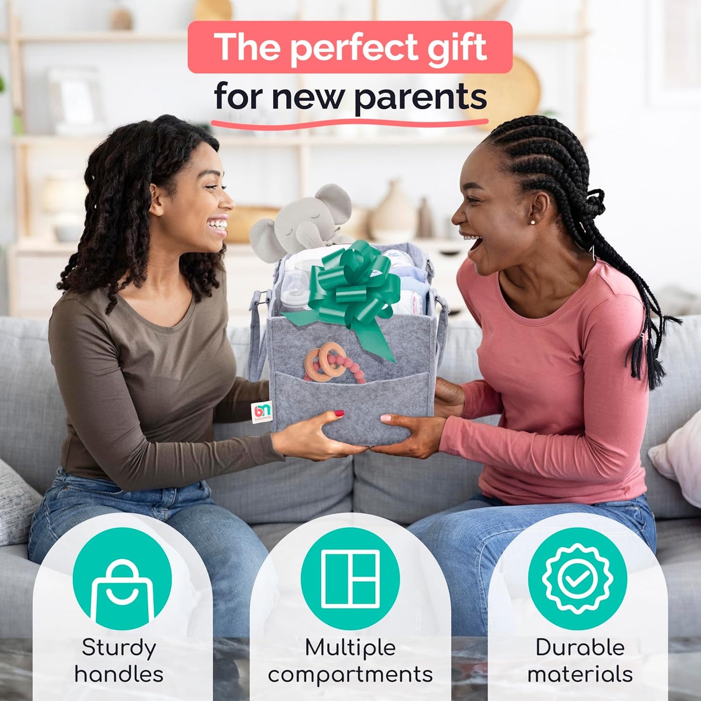 Skiennix Felt Diaper Caddy - Extra Large Portable Organizer for Baby & Toddler Items | Ideal for Nursery & Car