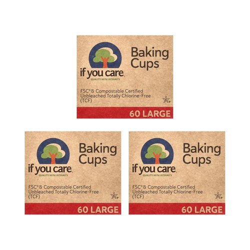 If You Care Unbleached Baking Cups - Large Size, 60 Count, Eco-Friendly | 3 Packs