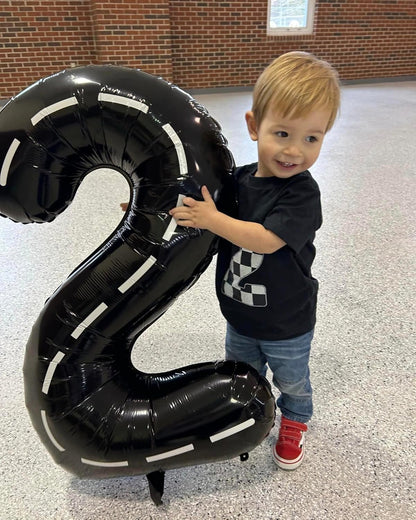 Race Car Number Balloon - 40 Inch Black 0 Balloon for Boys' Birthday Party Decorations