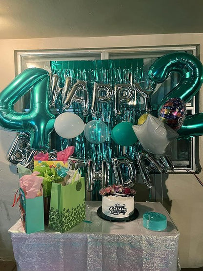 40 Inch Blue-Green Number 4 Balloon by [Brand Name] | Perfect for Birthdays & Graduations