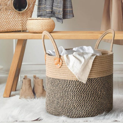 CHICVITA Wicker Laundry Basket - Stylish Storage Solution With Handles | 14" X 14" X 12" for Blankets, Toys, Clothes