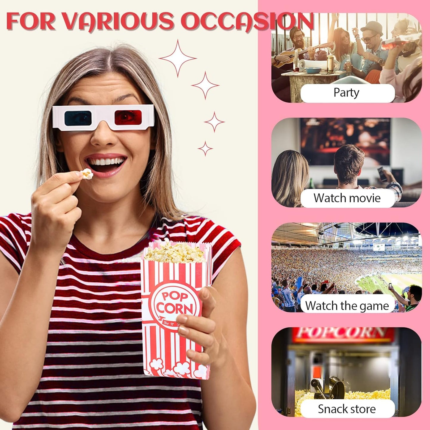 Skiennix Popcorn Bags - 202 Pcs Individual Serving Bags with Scoop & Salt Shaker | Perfect for Movie Nights