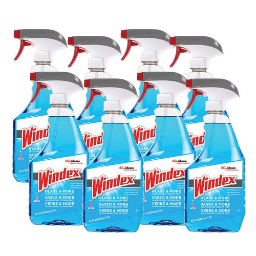 SC Johnson Professional Windex Glass More Cleans with a Streak-Free Shine, 32 Fl Oz (Pack of 8)