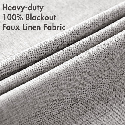 MIULEE Blackout Curtains - 100% Thermal Insulated Light Gray Linen Texture Drapes | 52x96 Inch (2 Panels)