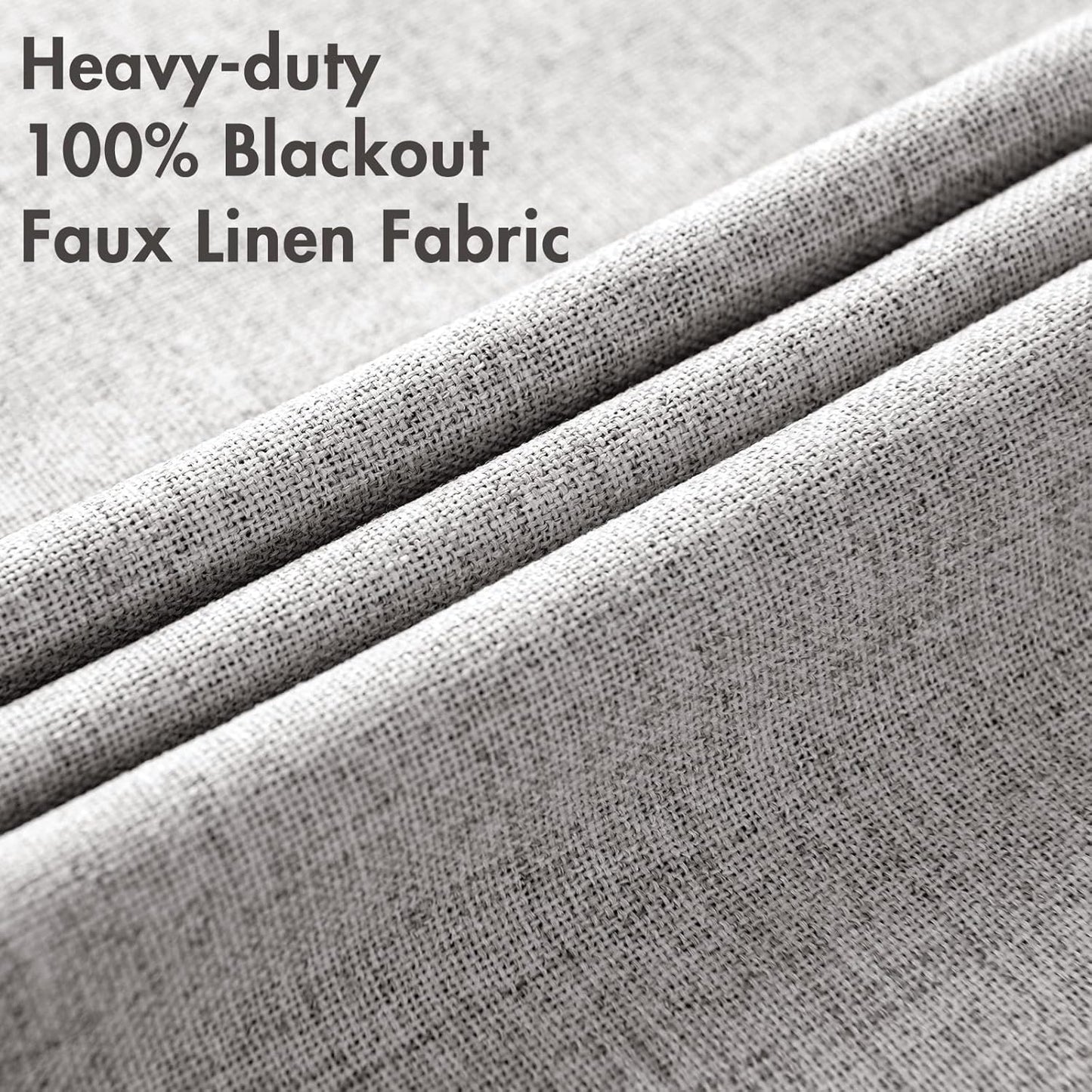 MIULEE 100% Blackout Linen Texture Curtains - Thermal Insulated Light Gray Drapes | 84 Inches, 2 Panels