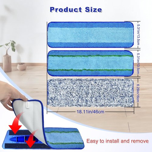 Bona | 6 Pack Microfiber Mop Pads - Washable & Reusable for Hardwood Floors | Deep Cleaning & Dusting