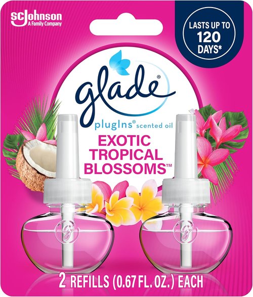 Glade PlugIns Refills Air Freshener - Exotic Tropical Blossoms Scent | 1.34 Fl Oz, 2 Count