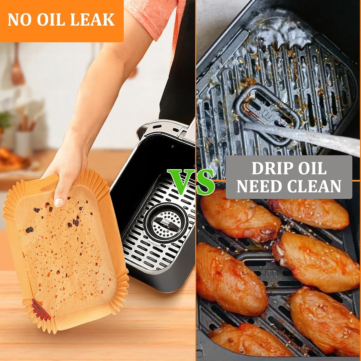 Ninja 200PCS Air Fryer Liners - Non-Stick Disposable Parchment Paper for DZ201/DZ401 | Food Grade (8.6 x 5.5 Inch)
