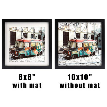 10x10 Black Picture Frames Square Classic Natural Wood 6 Pack for Wall Mounting and Tabletop Display