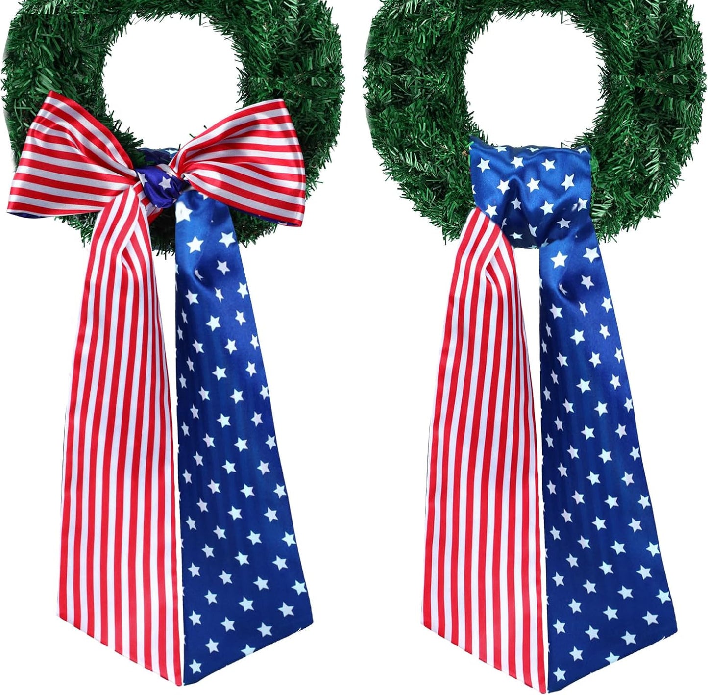 Skiennix 4th of July Patriotic Sash - Reversible Wreath Scarf for Festive Outdoor Decor | 2 Pcs