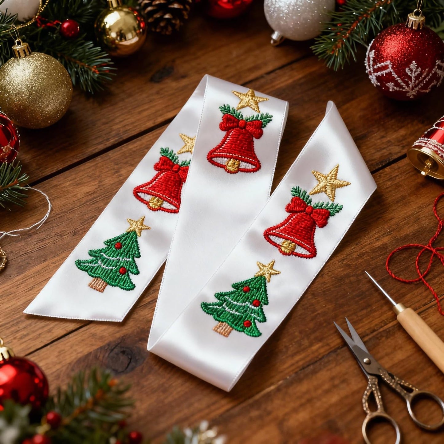 Skiennix 4 Pack White Wreath Sash - DIY Satin Blank Accessories for Front Door Decor | Gift Box Included