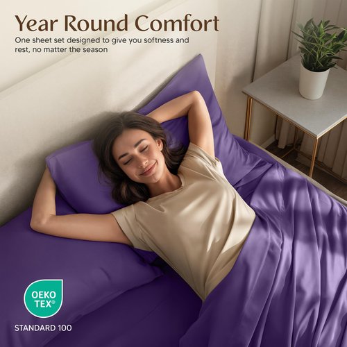 Utopia Bedding Full Size Sheet Set – 4 Piece Bed Sheets, Soft and Breathable Microfiber, Includes 1 Fitted Sheet, 1 Flat Sheet and 2 Pillowcases – Oeko Tex (Eggplant)