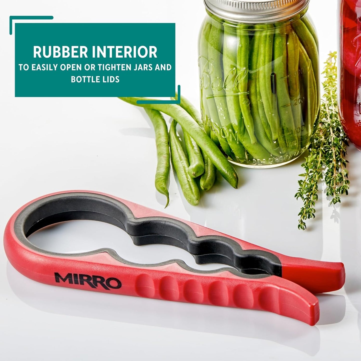 MIRRO Canning Jar Opener - Effortless Grip Design for Easy Jar Access | Vibrant Red Color