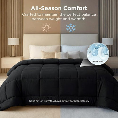 Bedsure Comforter Duvet Insert - Oversized King Size All-Season GentleSoft Down Alternative | Black 116 x 98 Inches