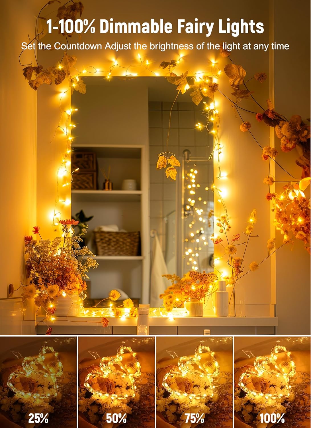 Minetom Twinkle Fairy Lights - 33 ft 100 LED USB String Lights with Remote & Timer | Waterproof 8 Modes for Indoor Decor