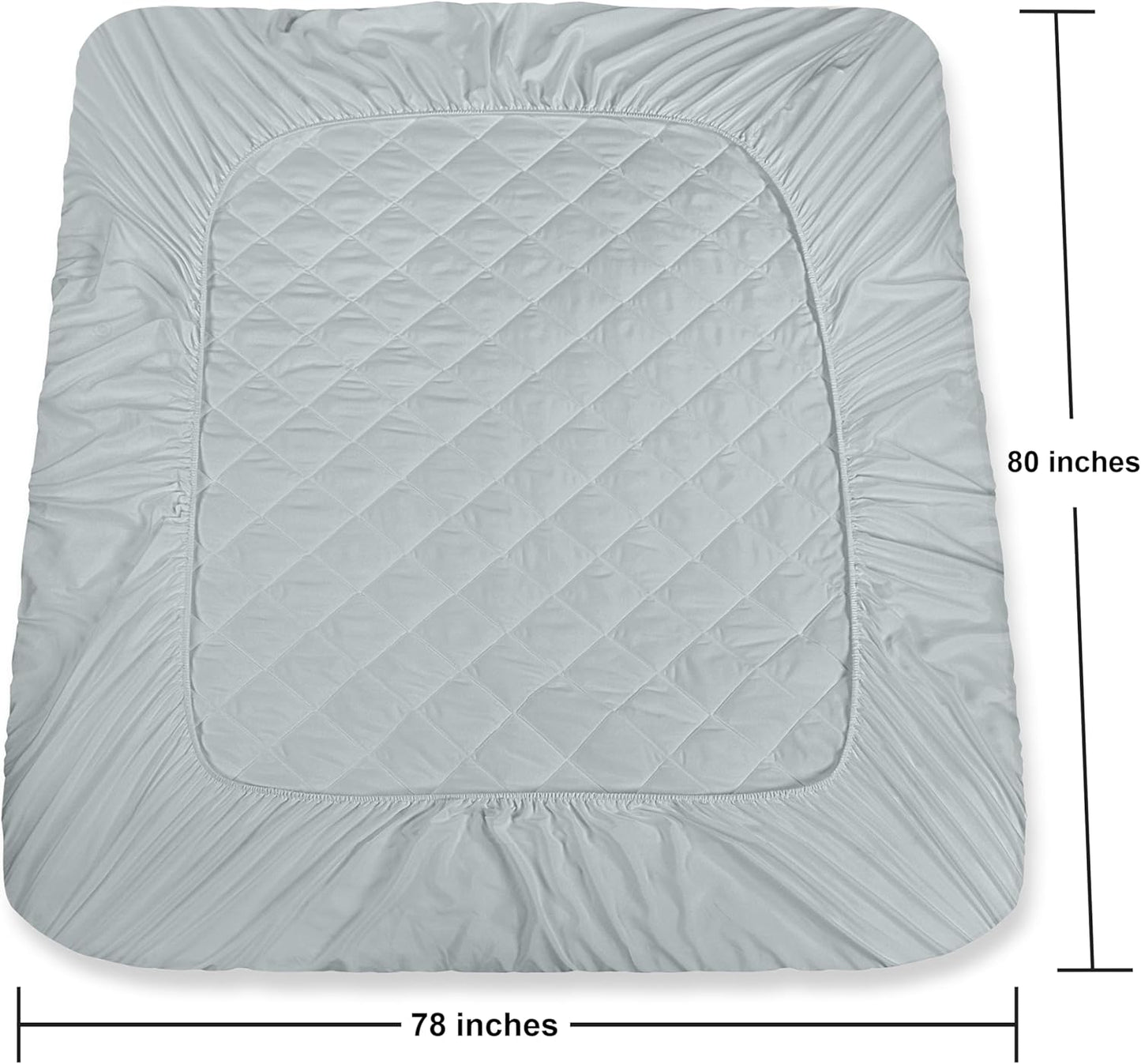 Utopia Bedding Quilted King Size Mattress Pad - Elastic Fitted Protector with Deep Pocket (Light Grey)