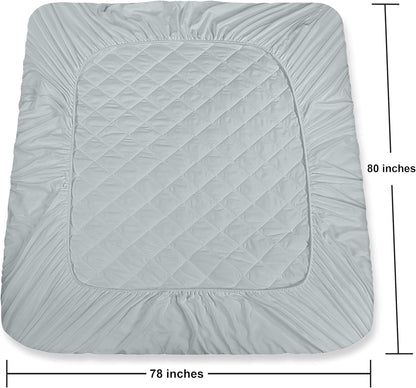 Utopia Bedding Quilted King Size Mattress Pad - Elastic Fitted Protector with Deep Pocket (Light Grey)