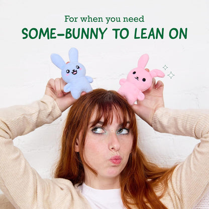 WHAT DO YOU MEME? Emotional Support Bunnies - Cuddly Plush Toys for All Ages | Set of 5 with Basket