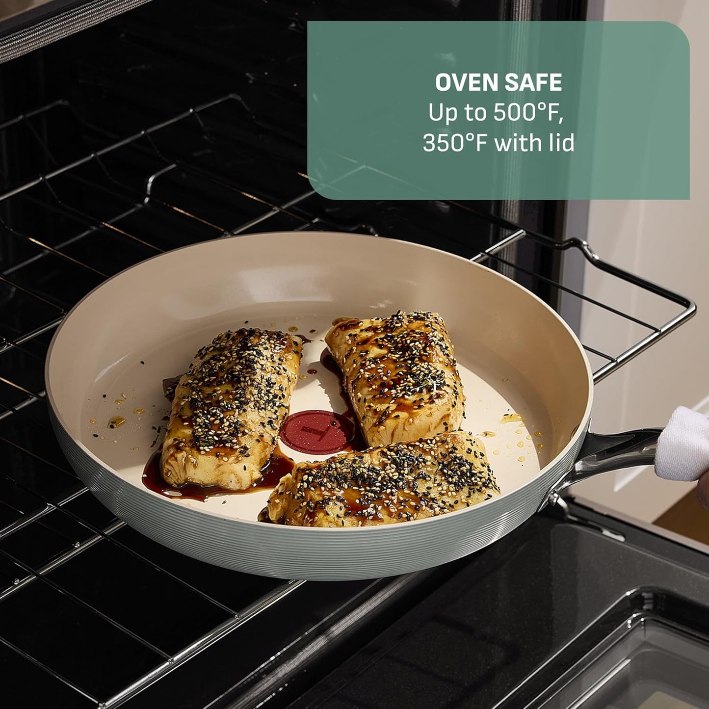 T-Fal Inspire Nonstick Ceramic Cookware Set - 10-Piece Oven Safe to 500°F | Mint Green Pots and Pans