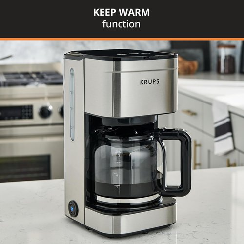 KRUPS Coffee Maker - 10-Cup Stainless Steel Drip Coffee Maker | Drip-Free, Dishwasher Safe, 900 Watts