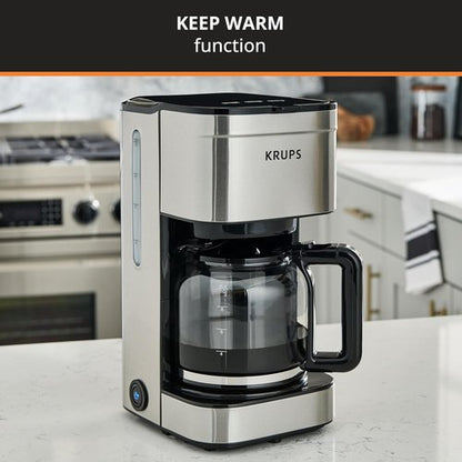 KRUPS Coffee Maker - 10-Cup Stainless Steel Drip Coffee Maker | Drip-Free, Dishwasher Safe, 900 Watts