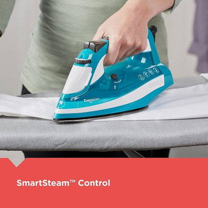 BLACK+DECKER IR16X Garment Steam Iron - One-Step Design with Stainless Nonstick Soleplate, Turquoise