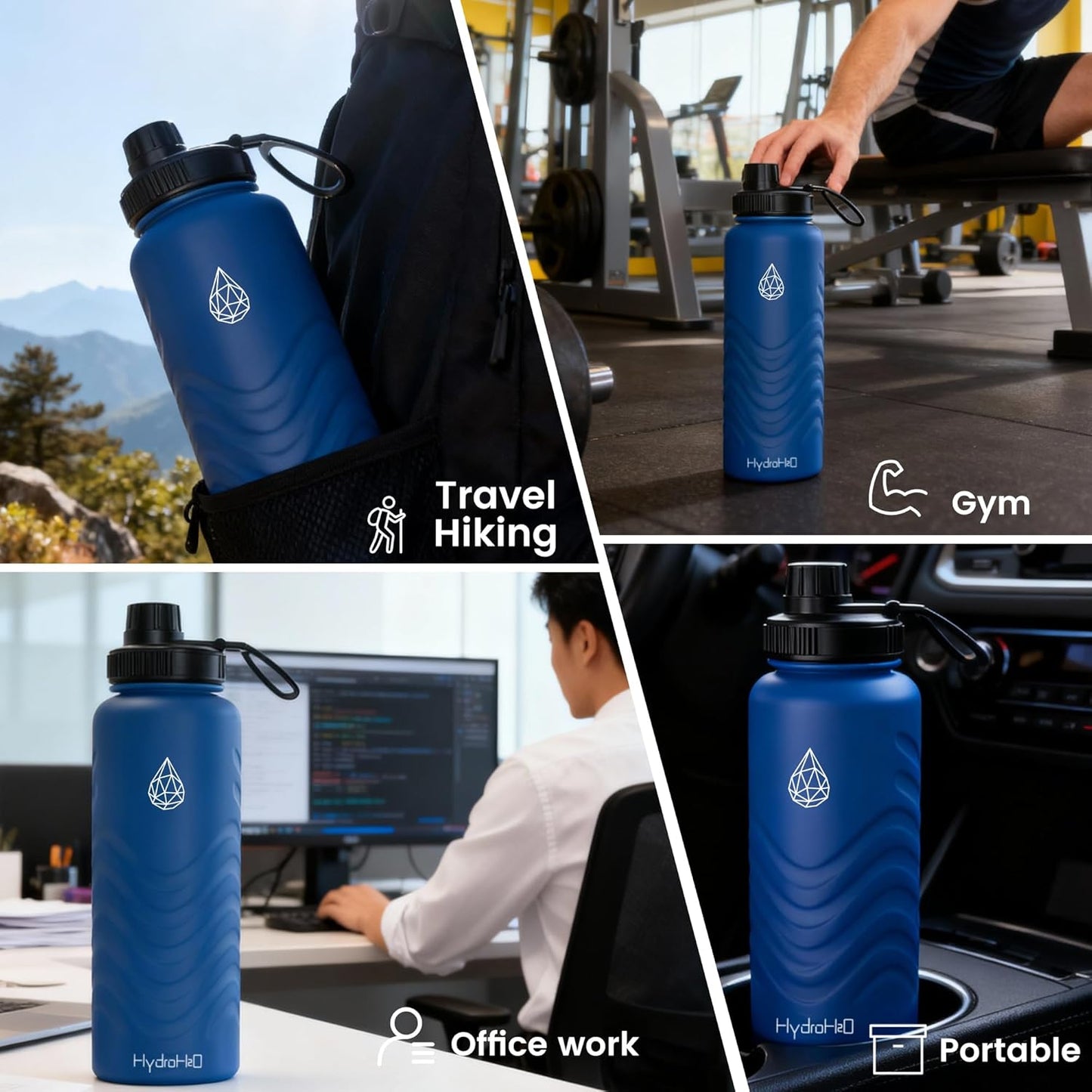 Skiennix 32oz Stainless Steel Insulated Water Bottle - 48H Cold & 24H Hot, Leak-Proof, BPA-Free | Blue