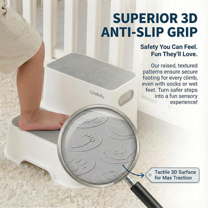 Skiennix 2-Pack Kids Step Stool - Non-Slip Toddler Bathroom & Kitchen Stool | Heavy Duty 200lbs Capacity (Grey)