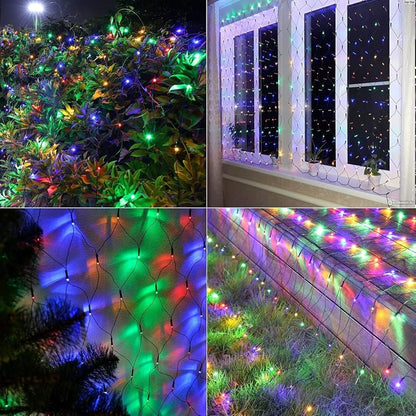 2Pack 4ft x 6ft Solar Net Lights Christmas String Lights, Multicolor