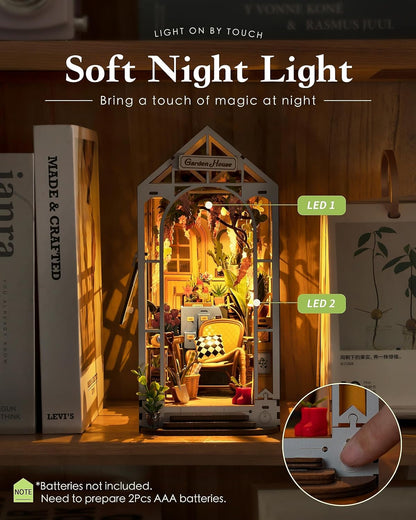 Rolife DIY Book Nook Kit - Garden House Bookshelf Insert | 3D Puzzle Room Decor for All Ages