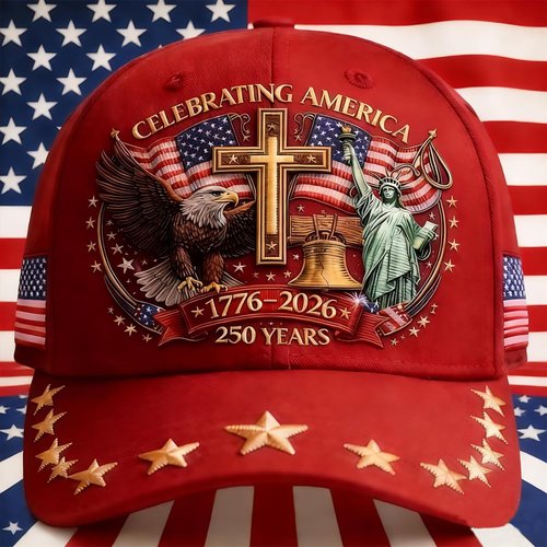 250th Anniversary USA Hat - Eagle Liberty Cross Print | Adjustable Baseball Cap for Men & Women