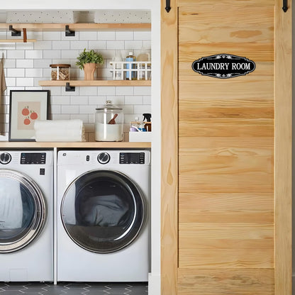Skiennix Laundry Room Door Sign - Self-Adhesive Waterproof Sticker Decal for Home & Business | Black