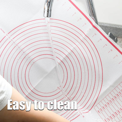 Skiennix Silicone Pastry Mat - 20" x 28" Non-Slip Baking Mat with Measurements | Reusable Dough Sheet for Cookies, Pizza, and Pie (White)
