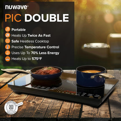 Nuwave Double Pro Cooktop - Portable Induction Burner with Dynamic Watt Technology | 900-1800W, 8” Coil