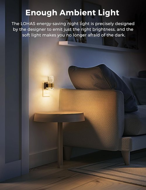 L LOHAS LED Night Light - Soft Adjustable Brightness with Auto Light Sensor | Wall Sconce Design, 1 Pack