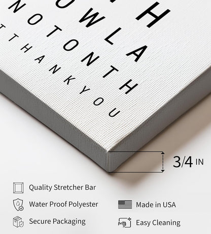 Poster Master Eye Chart & Rules Canvas - Humorous Bathroom Sign Print | Minimal Typography Decor - Available in 8x10 to 30x40