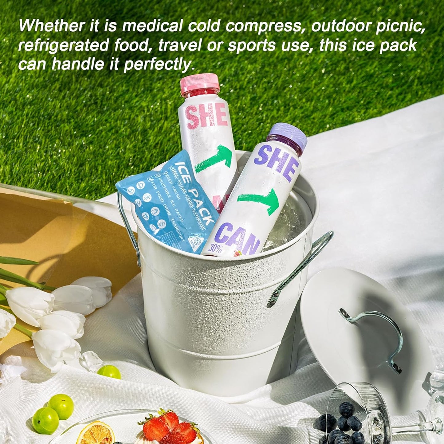 Skiennix Ice Packs for Coolers - Long-Lasting Reusable Gel Packs for Shipping & Camping | Perfect for Lunch Boxes