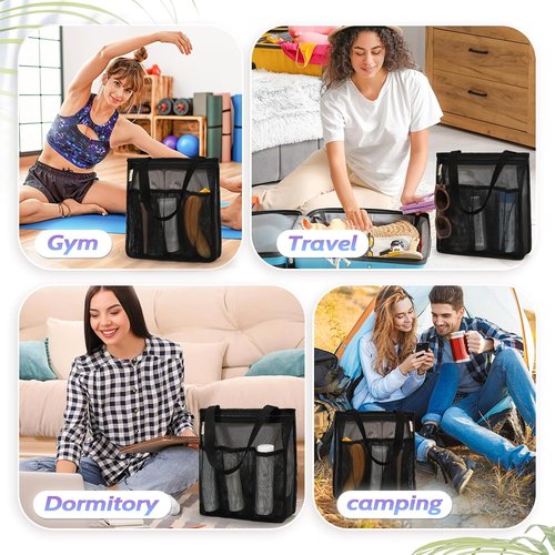 Famichan Portable Mesh Shower Caddy - Essential Travel Bag for Gym & Dorm | Black