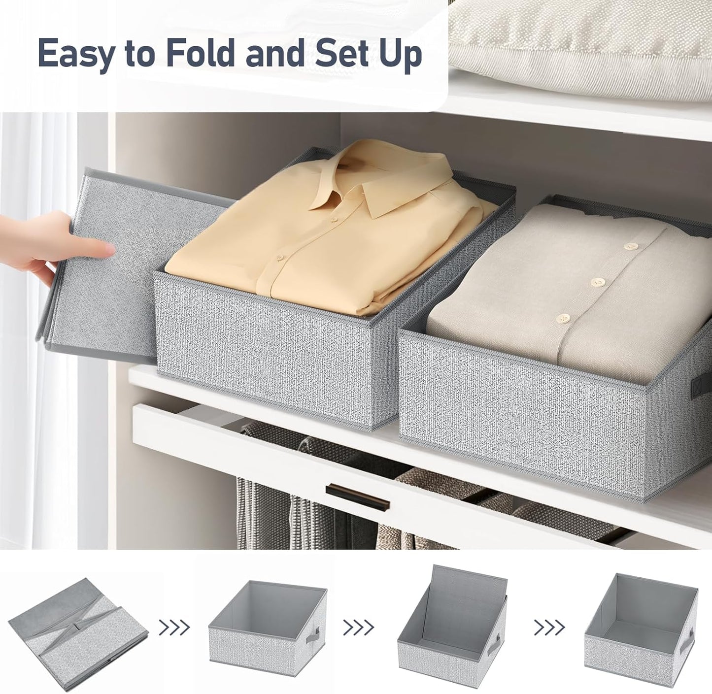 DIMJ Closet Storage Bins - Collapsible Fabric Baskets with Handles for Organizing Toys, Books, and More