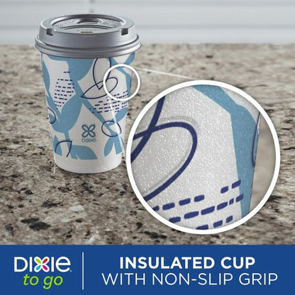 Dixie To Go Paper Coffee Cups With Lids, 12 oz, 14 ct, Disposable Insulated Paper Cups for On-The-Go Hot or Cold Beverages