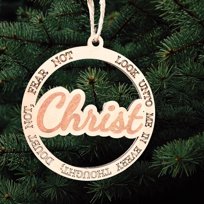 Look Unto Me 20-Pack Wood Christmas Ornaments – LDS Youth Theme 2025