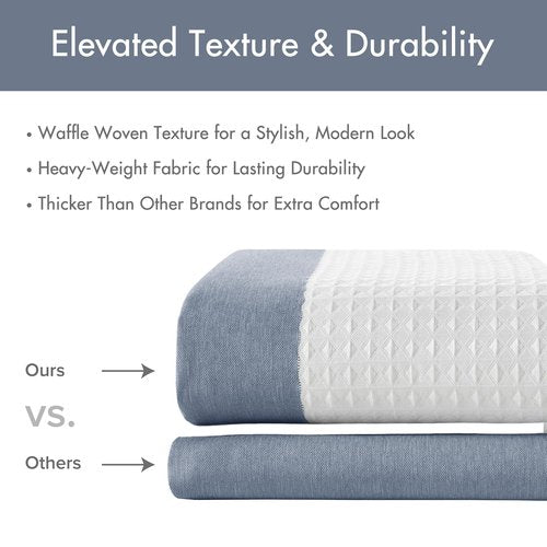 Madison Park Spa Waffle Shower Curtain Pieced Fabric with 3M Scotchgard Moisture Management, Premium Spa Quality Modern Shower Curtains for Bathroom, Standard 72x72, Indigo Blue