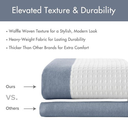Madison Park Spa Waffle Shower Curtain Pieced Fabric with 3M Scotchgard Moisture Management, Premium Spa Quality Modern Shower Curtains for Bathroom, Standard 72x72, Indigo Blue