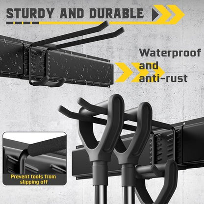 64" Garage Tool Organizer - Heavy Duty Steel Storage Rack with 12 Adjustable Hooks | Ideal for Yard, Shed, Garage