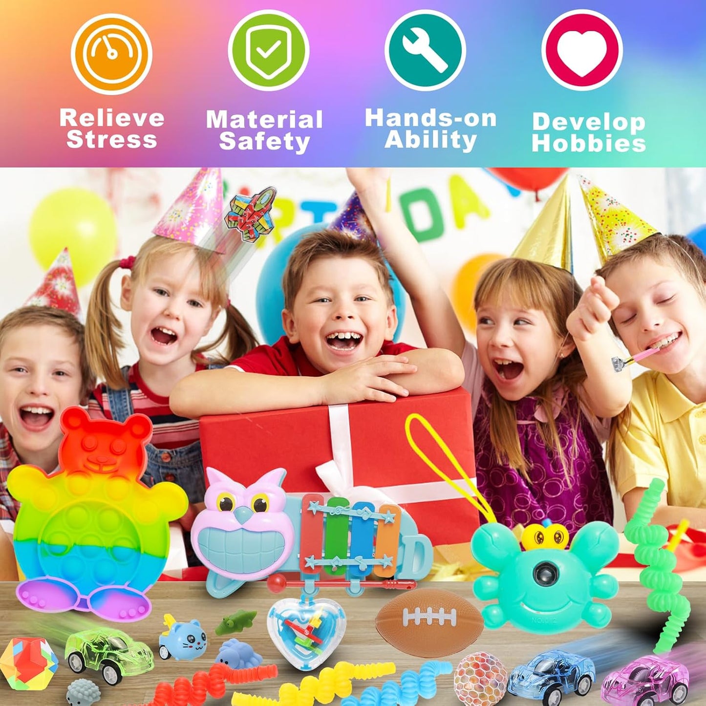 Skiennix Kids Party Favors - 1000 Pcs Fidget Toys Pack for Classroom Prizes & Stress Relief