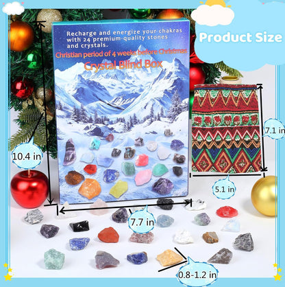 ZHIYUXI Crystal Advent Calendar 2025 - 24 Gemstone Rock Collection for Christmas Countdown